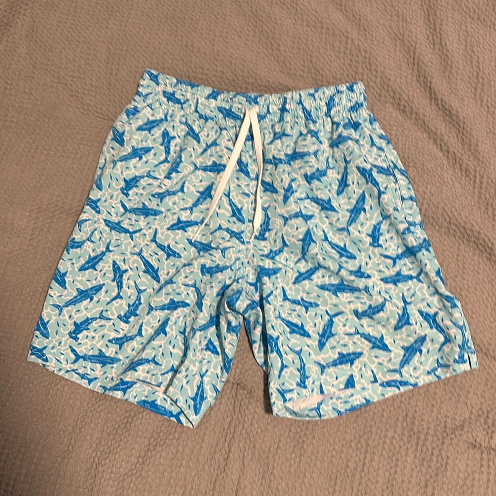 chubbies blue shark swim trunks